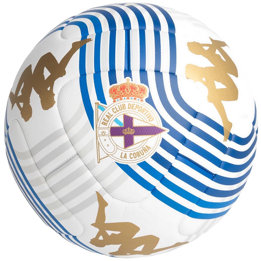 Kappa Helium 20.3H Deportivo DE LA CORUÑA 25/26 – Fußball – Trainingsball – mit Vereinswappen – maschinengenäht – hochwertiges Design & Sportstil – Weiß/Blau/Gold