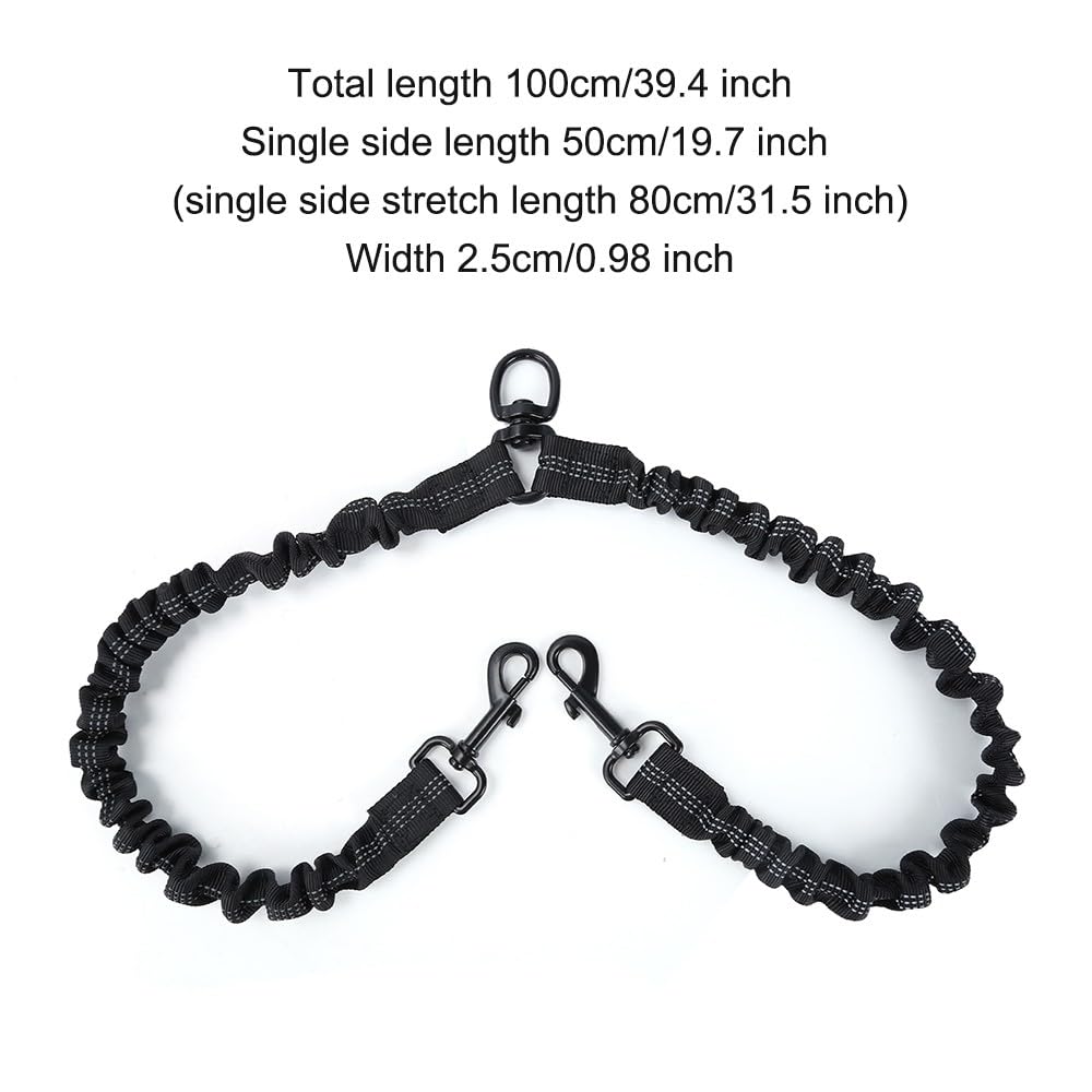 DONGKER Guinzaglio Doppio Cani,Accoppiatore Guinzagli Elastico Riflettente per Cane Girevole a 360 ° per 2 Cani Correre Camminare Fare Jogging