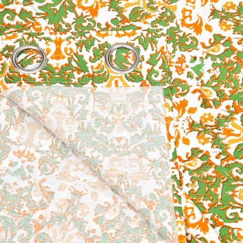 Image of BLOCKS OF INDIA Hand Block Printed Cotton Daylight Curtains with Eyelets(Set of 2 Curtains)