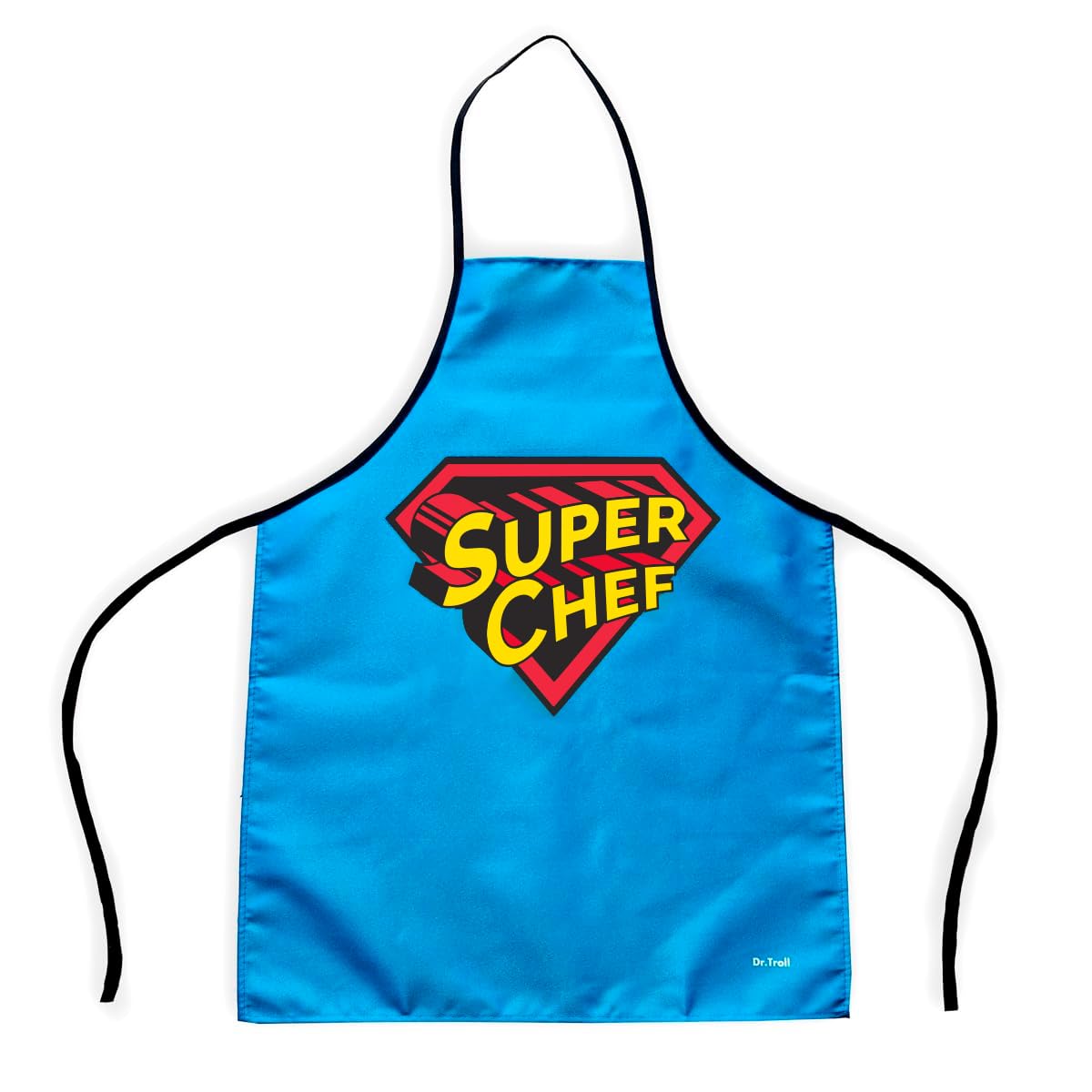 Dr. TrollSuper Chef Apron with Blue Background and Superhero Crest