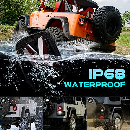 Cowone Dot Approved X Style Led Tail Lights [High Transmittance Version] Brake Light Turn Signal Compatible With Jeep Wrangler Tj Yj Cj Trucks Trailers Vans Flatbeds - Smoked #TOP3