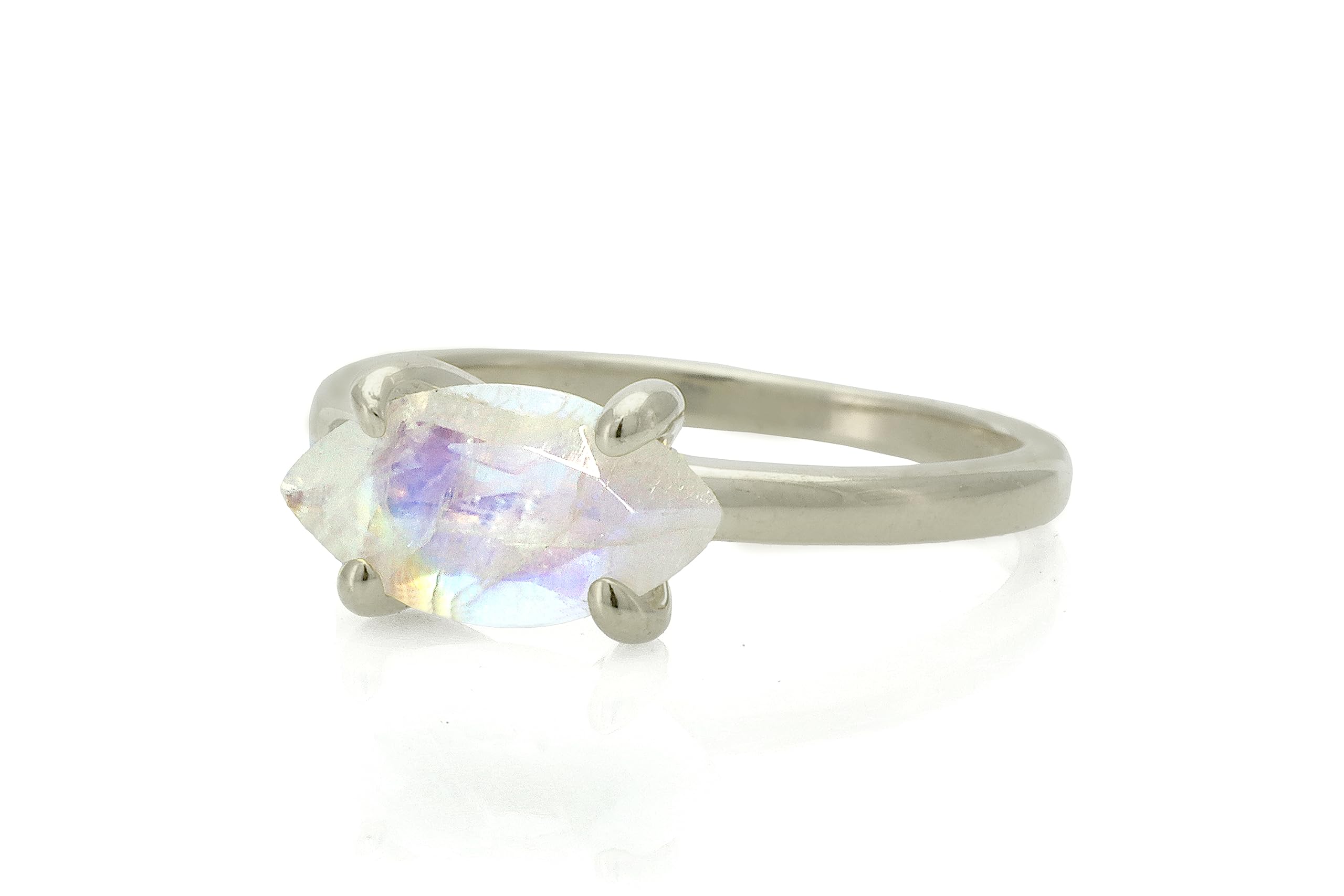 Anemone Dainty Moonstone Ring - Stackable Gemstone Rings, Everyday Rings, Promise Rings, Engagement Rings - Handmade Bohemian Jewelry for Women - Can Be Personalized