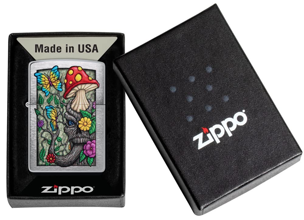 Zippo Encendedor a Prueba de Viento - Freaky Nature - Cromo Cepillado - Recargable - Reutilizable - Hecho en EEUU
