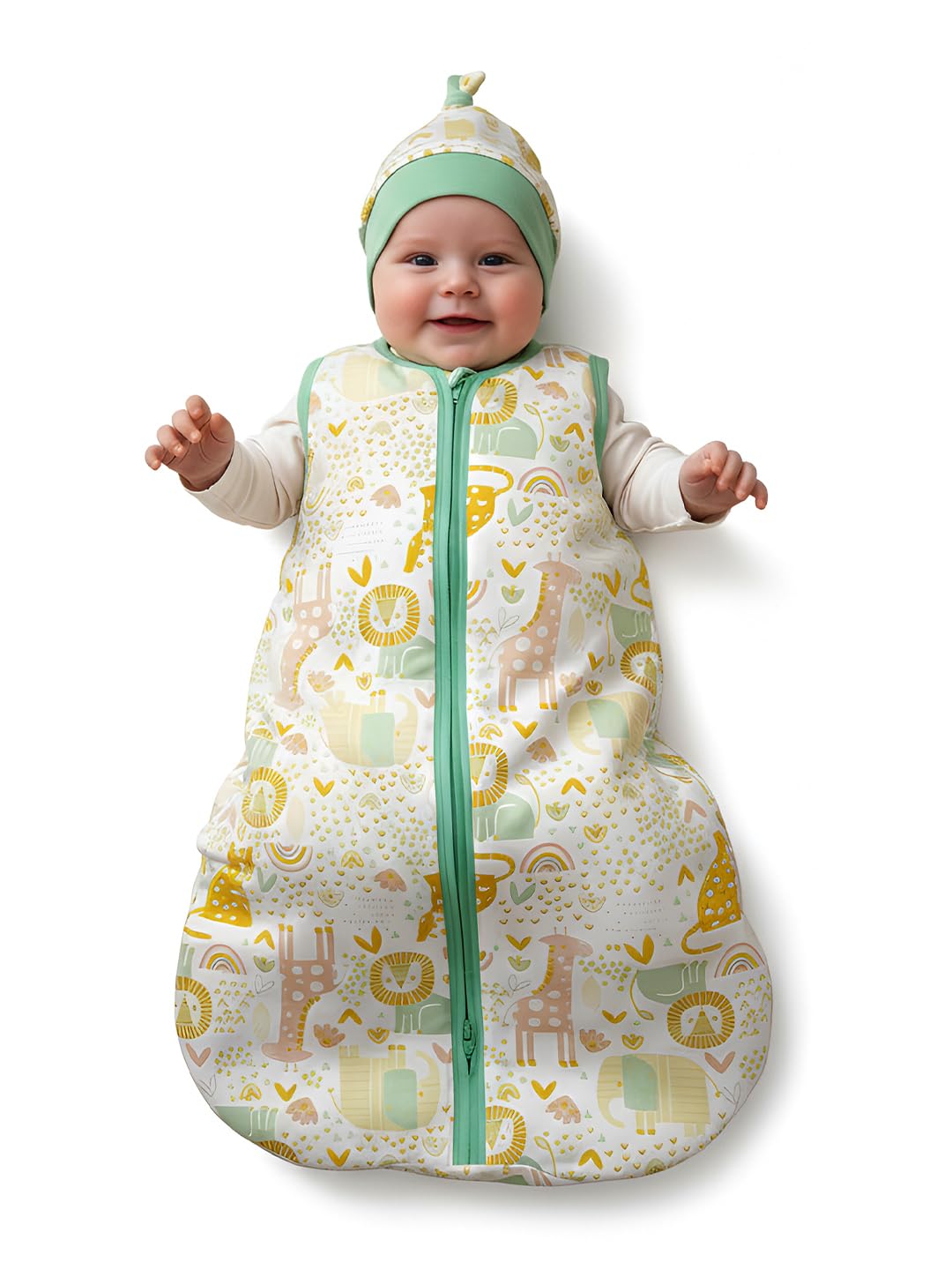 POLKA TOTS 100% Cotton Baby Sleeping Bag with Cap Zipper Style Swaddle Wrap for Newborns Soft & Breathable Sleep Sack Multicolor-image-47