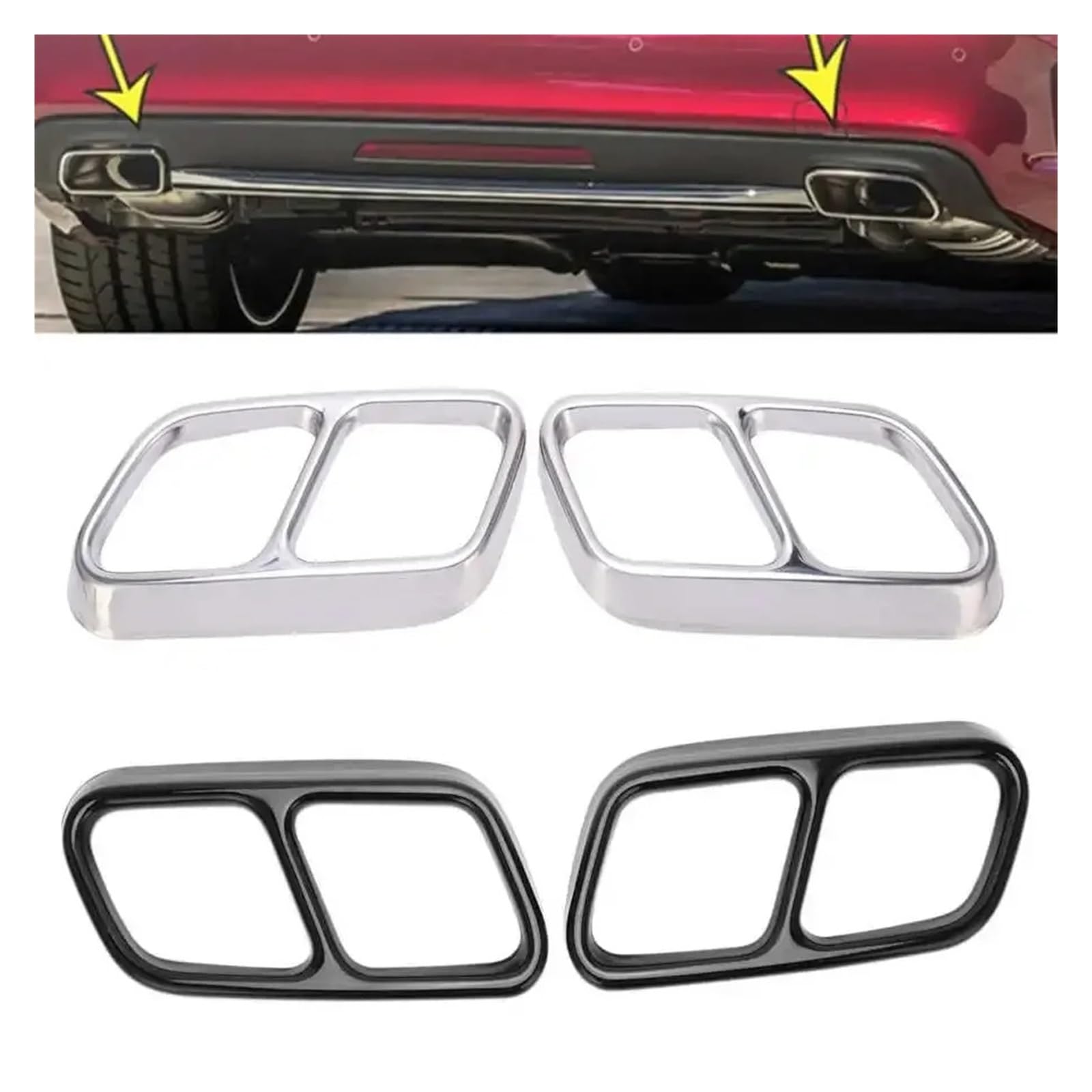 Cola Escape Tubo Silenciador Para Benz Para CLS W218 2012 2013 2014 2015 2016 2017 Embellecedor De Punta Escape Cuádruple Acero Inoxidable Para Coche(Glossy Black)