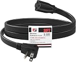 EP 12 Cord d'extension d'appareils lourds,14 AWG 3-Prong Flat Plug Noir 14 - J'ai une jauge. 3 Plongé, pour Air Climatiseurs, Réfrigérateurs, Micro-ondes, Lave-linge, Usage intérieur