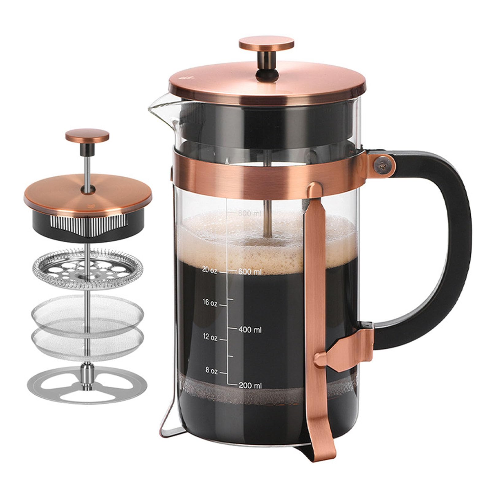 Cafetière à Presse Française en Verre Borosilicate Durable 1000ML pour le café et le thé à la Maison