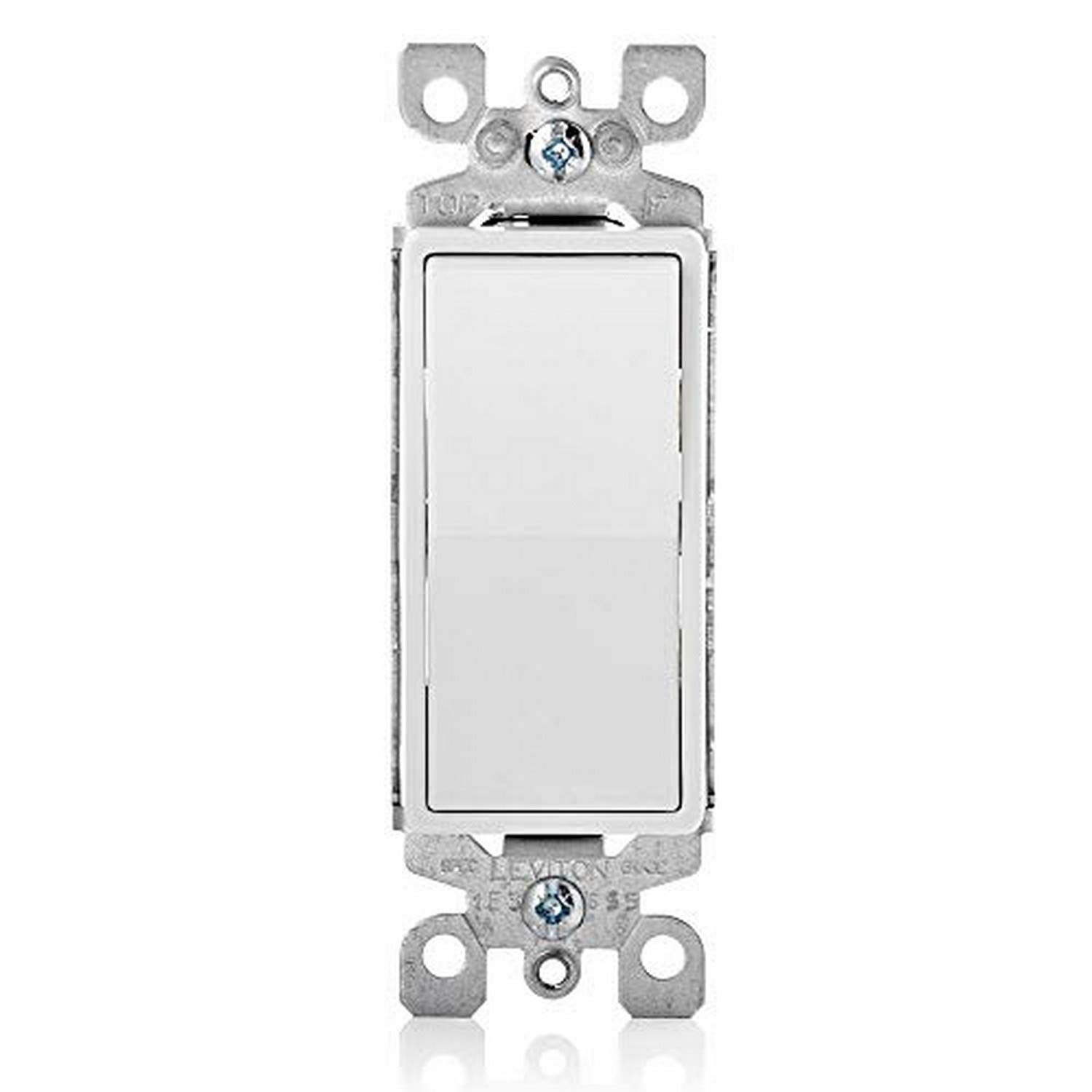 Leviton 15A Decora Single Pole Illuminated Switch with Ground, 5-Pack, 5611-2WS, White