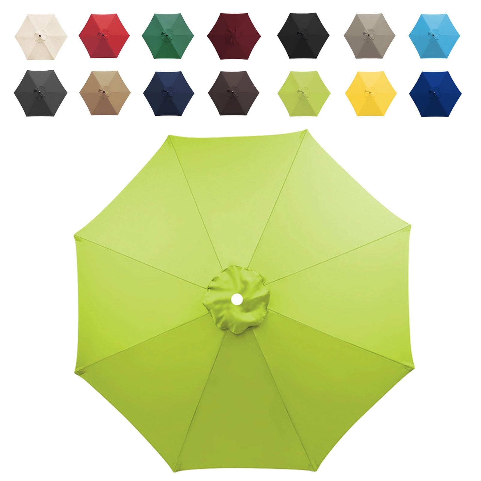 GZDXBF Replacement Fabric Garden Parasol Canopy Cover For 200cm/270cm/300cm +6 Arms/8 Arms Parasol, Premium Quality Patio Umbrella Replacement(Color:Grass green,Size:6 ribs-2.7m(8.8ft)) — image 1