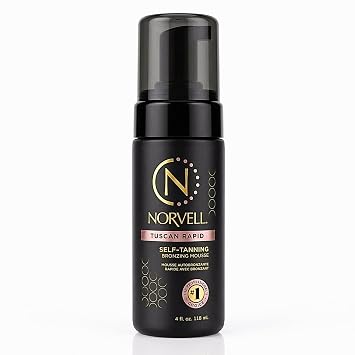 Norvell Tuscan Rapid Self Tanner Mousse 4 fl oz with Bronzer | Coconut Paradise Scent, Self Tanning Foam for a Natural Sun Kissed Glow and Radiant Skin