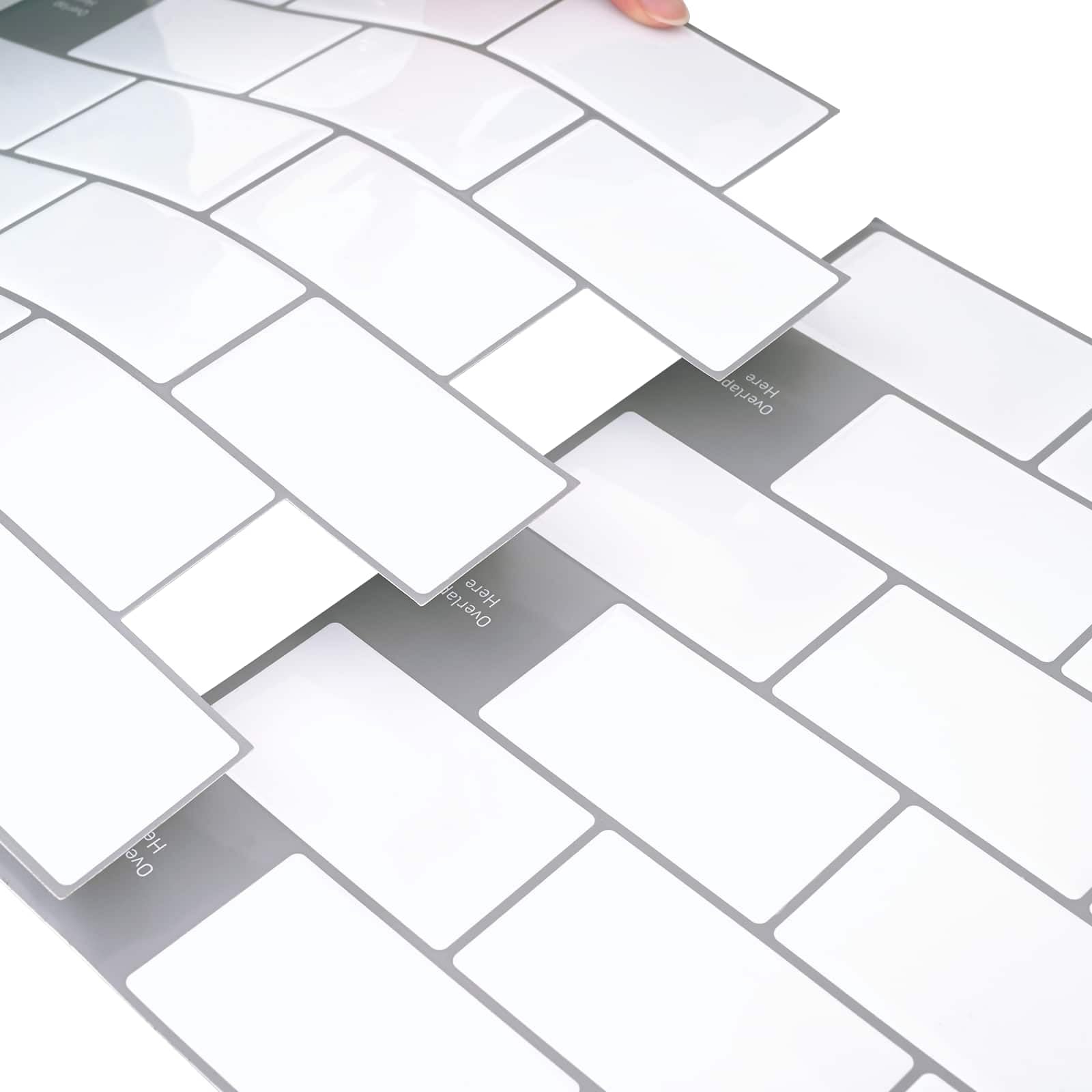Lot de 20 carreaux de métro - Blanc et gris - 30 x 30 cm - Carreaux autocollants pour cuisine, salle de bain - Revêtement mural - Protection anti-éclaboussures - Film de carrelage à décoller