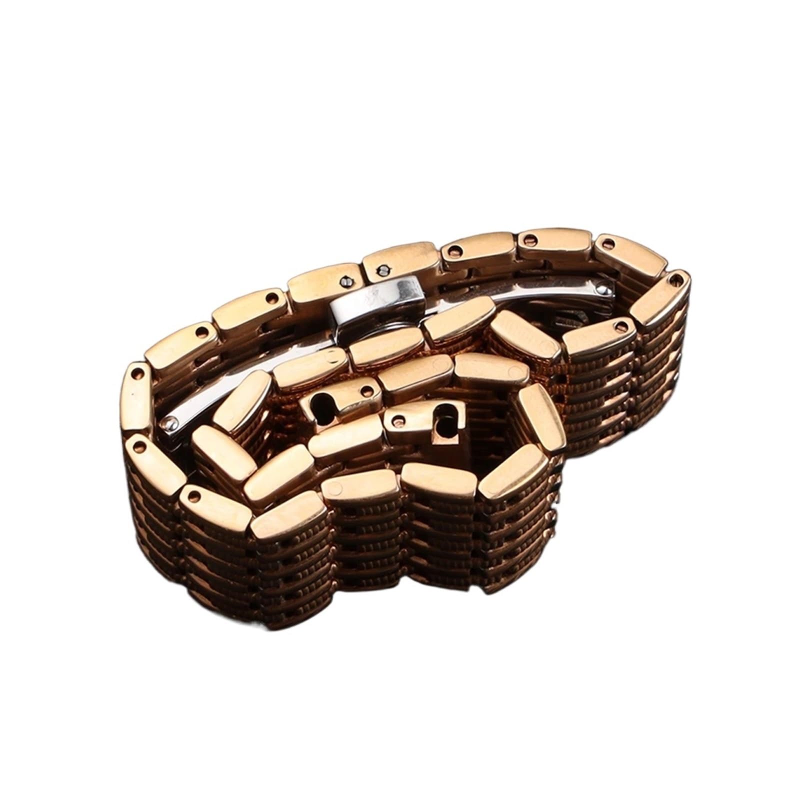 Correa de malla con hebilla de acero inoxidable for reloj, pulsera de acero ultrafina, cadena ancha de tamaño pequeño, 12mm, 14mm, 16mm, 18mm y 20mm(Rose gold,16mm)