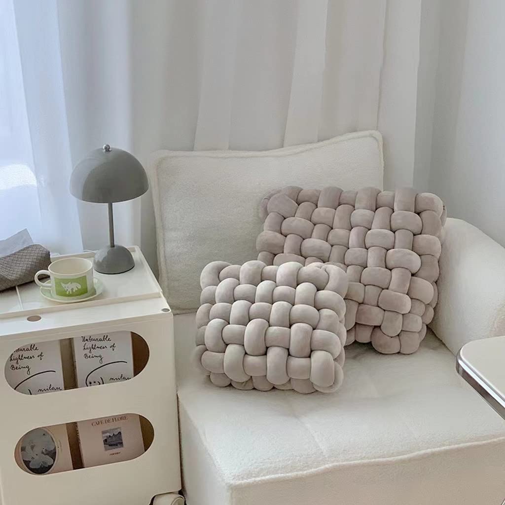 Weiches Knotenkissen, dekoratives Wurfkissen für Couch, Kinder, Knotenkissen, quadratische Rückseite, Bodenkissen, Bodenmatte für Wohnzimmer, Schlafzimmer, Büro (40,6 x 40,6 cm, grau)
