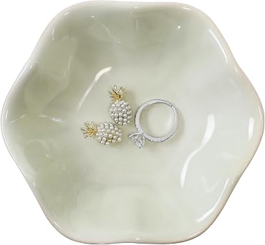 Green Lotus Leaf Shape Ring Jewelry Dish Holder,Small Trinket Jewelry Tray,Decorative Jewelry Plate Bowl,Key Bowl,Mothers Day Birthday Engegament Gifts for Women Mom Friends,Ceramic