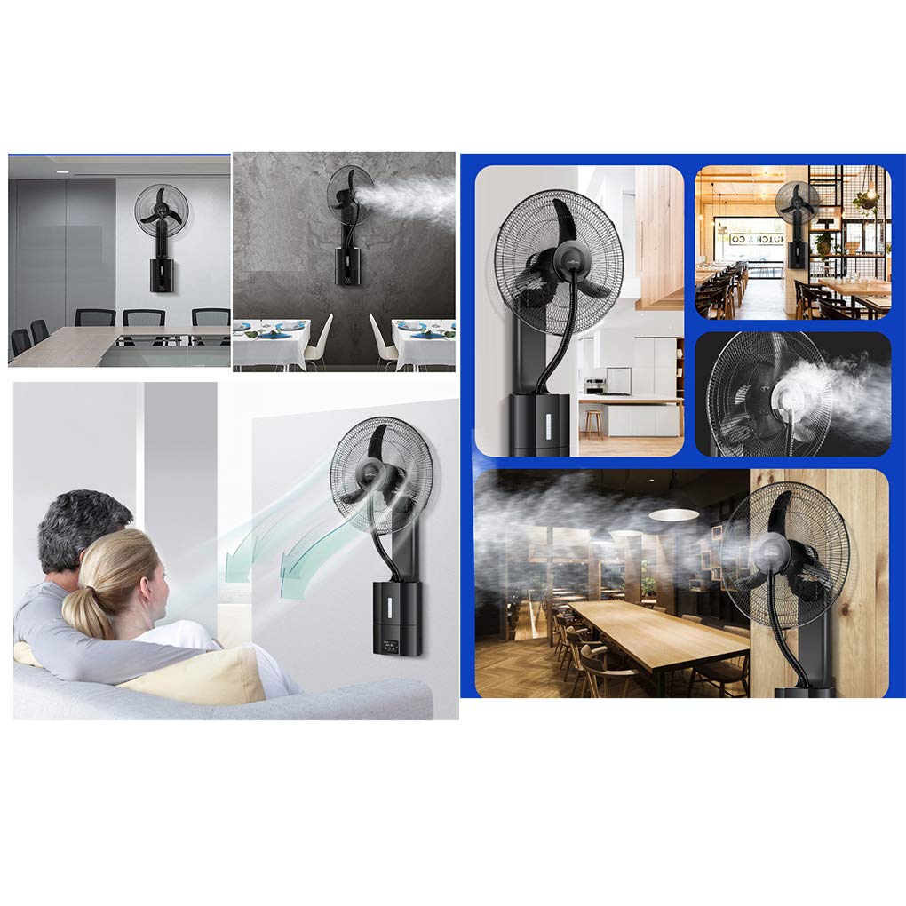 18 ″ Ventilador de Niebla oscilante de Montaje en Pared con Control Remoto con temporización incorporada de 7.5, Negro Cuenta con Ventilador de rociado, para Restaurante/Oficina