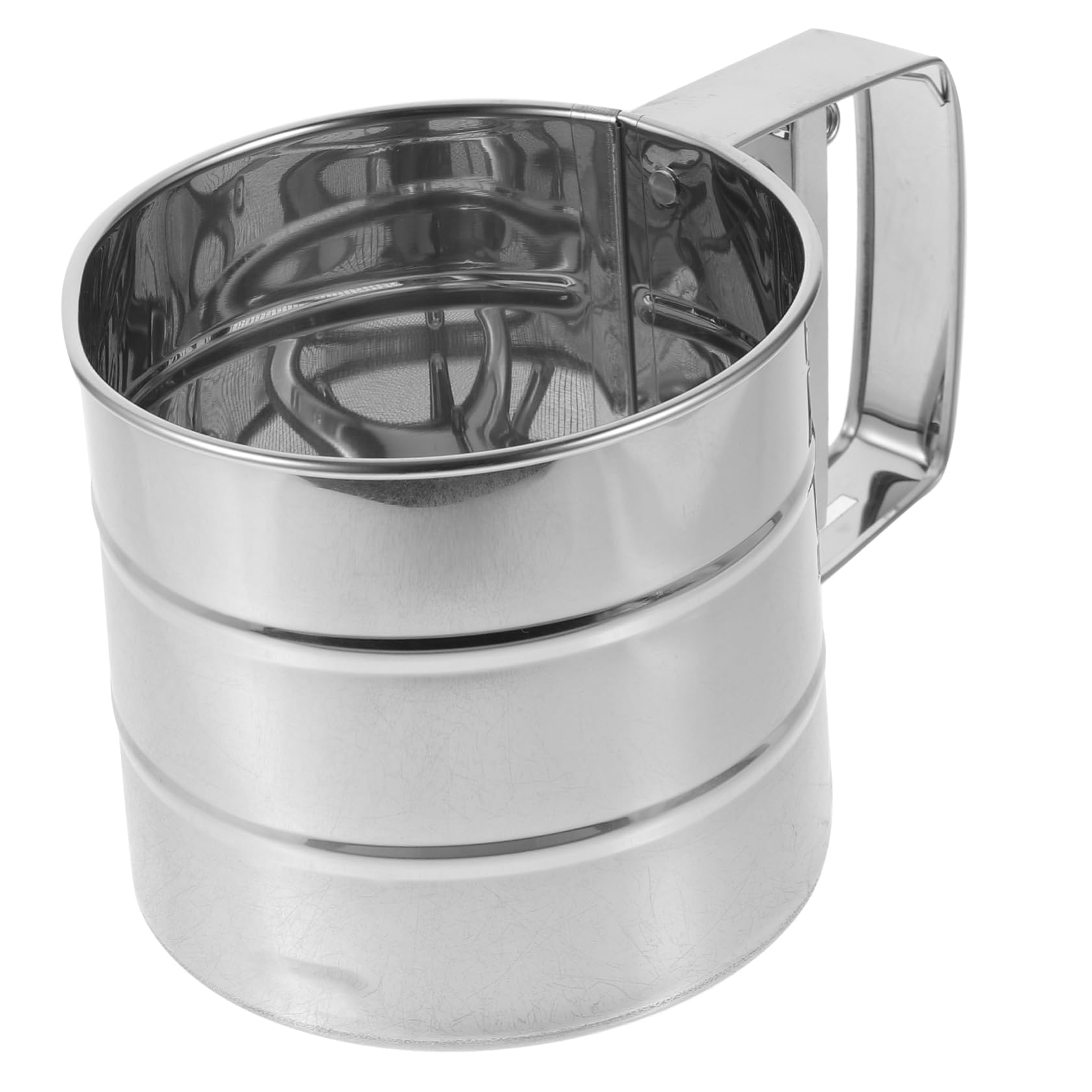 Ciieeo Flour Sifter Cup Semi Automatic Baking Sieve with Fine Mesh for Even Powdering for Home Baking Cooking and Pastry Preparation