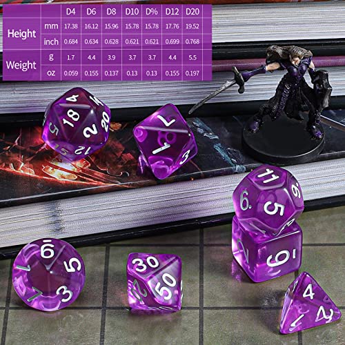 Image of CiaraQ 7pcs Polyhedral Dice Set for Dungeon and Dragons MTG Table Games