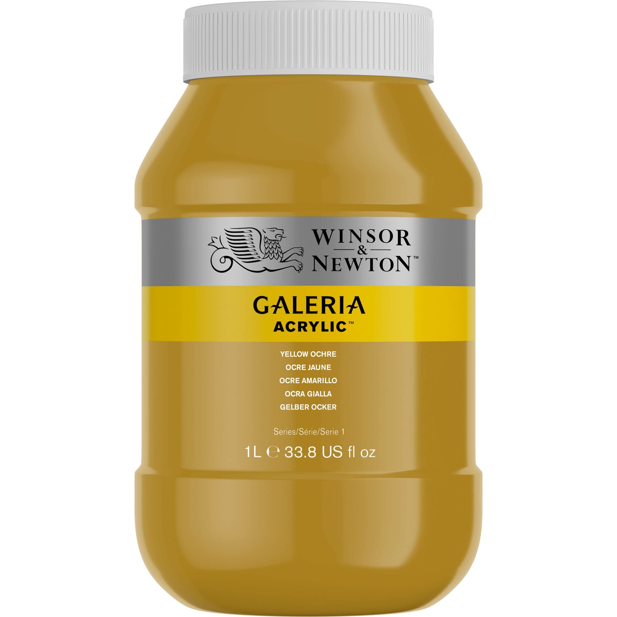 Winsor & Newton 2154744 Galeria Acrylfarbe, hohe Pigmentierung, lichtecht, buttrige Konsistenz, 1000 ml Topf - Gelber Ocker