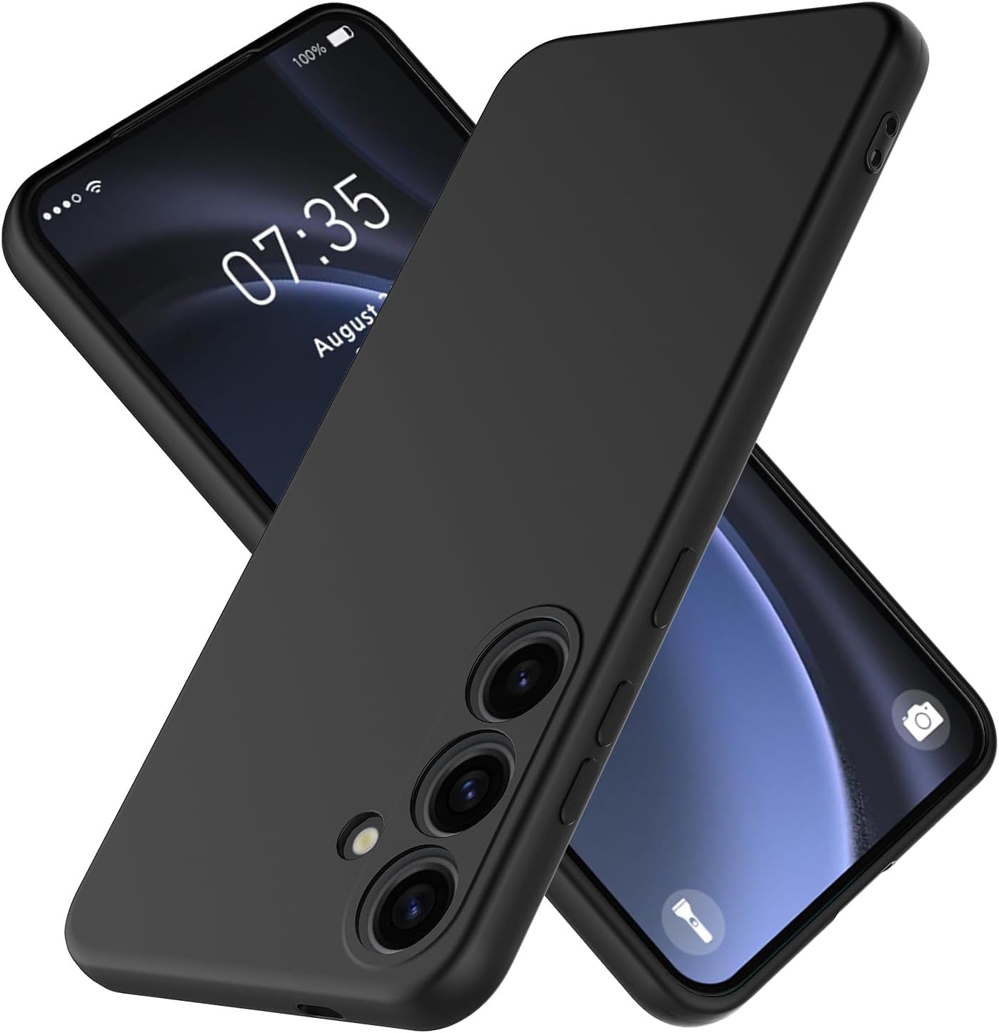 GBUFIYSNDesigned for Samsung Galaxy S24 Plus Case,Slim Liquid Silicone Rubber Shockproof Phone Cover Soft Anti-Scratch Microfiber Lining Protection Case (Black)