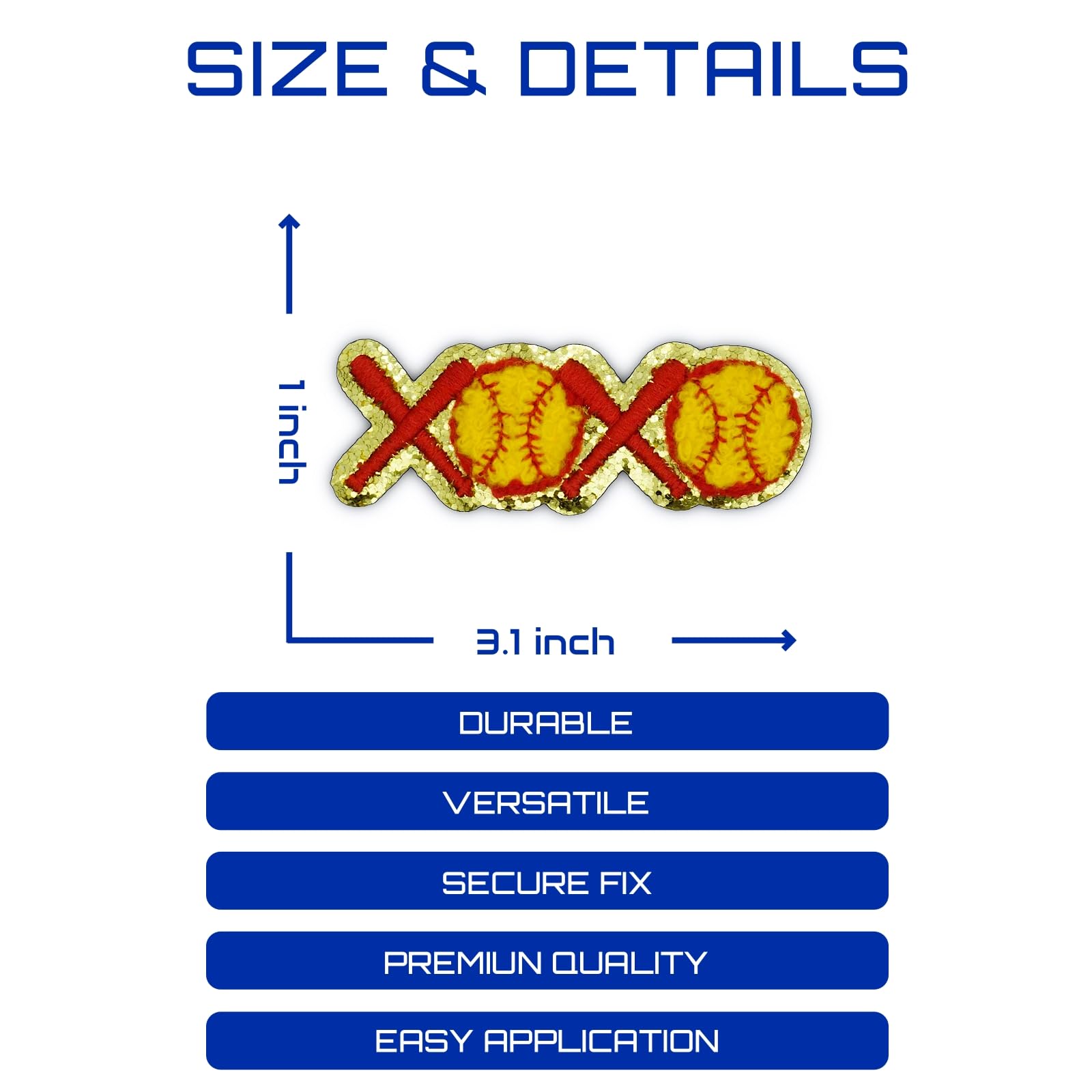 XOXO - Parches para planchar de murciélago y sóftbol, parches bordados con purpurina para equipos deportivos, parches de felpilla para ropa, ropa, chaquetas, mochilas, chalecos, jeans