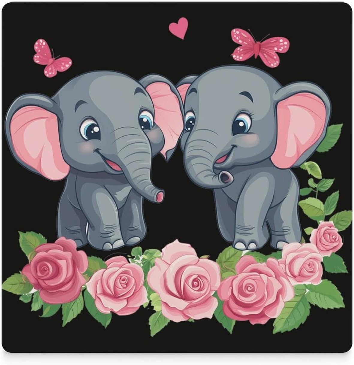 Elephant Ceramic Coasters Set Square Drink Coasters Table Coaster for Kitchen Desktop Decor