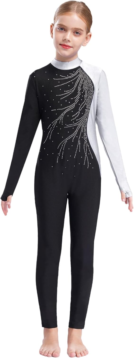 Body Danza Bambina Maniche Lunghe Con Strass - Leotard Per Ginnastica Artistica E Danza Classica - Foto 13