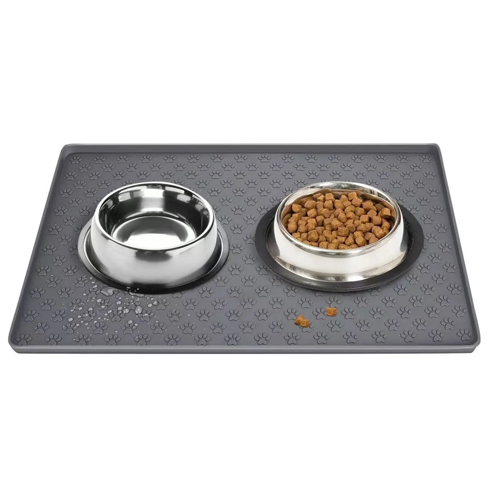 Futtermatten für Haustiere Leicht zu reinigende, rechteckige Futtermatte for Katzen und Hunde mit erhöhten Kanten wasserdichte(Khaki-1pc)