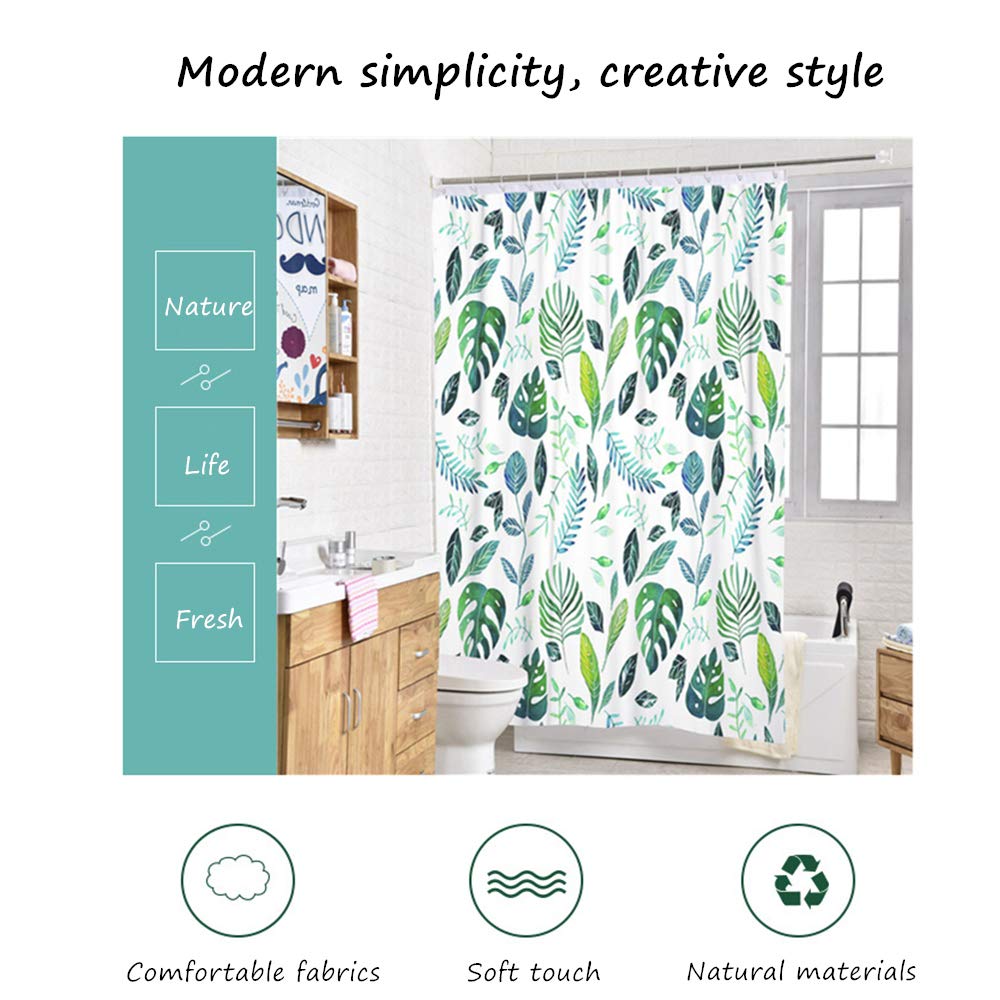 Hiser Tende da Doccia Impermeabile con 12 Ganci di Plastica, 3D Stampato Resistente Poliestere Antimuffa Tessut Lavabile Tenda della Vasca da Bagno ( Frangipani,150x180cm