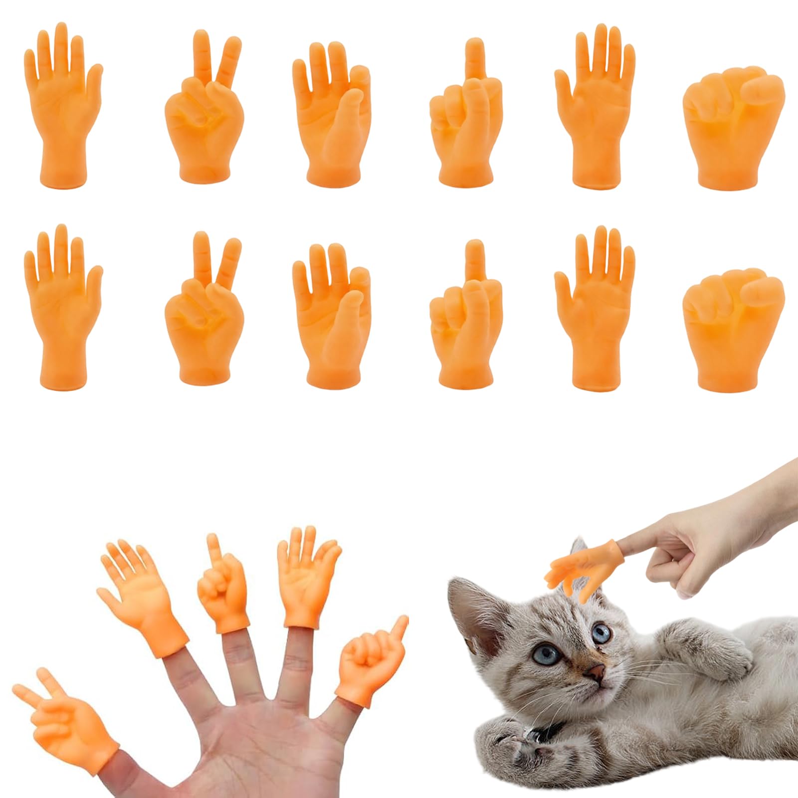 12 Pcs Tiny Hands Mittelfinger Puppets Mini Finger Puppets Hands Major Kleine Fingerpuppen Mini Hands Spiel dekors Zubehör Geschenk für Puppen-Kasperletheater, Fingerpuppen