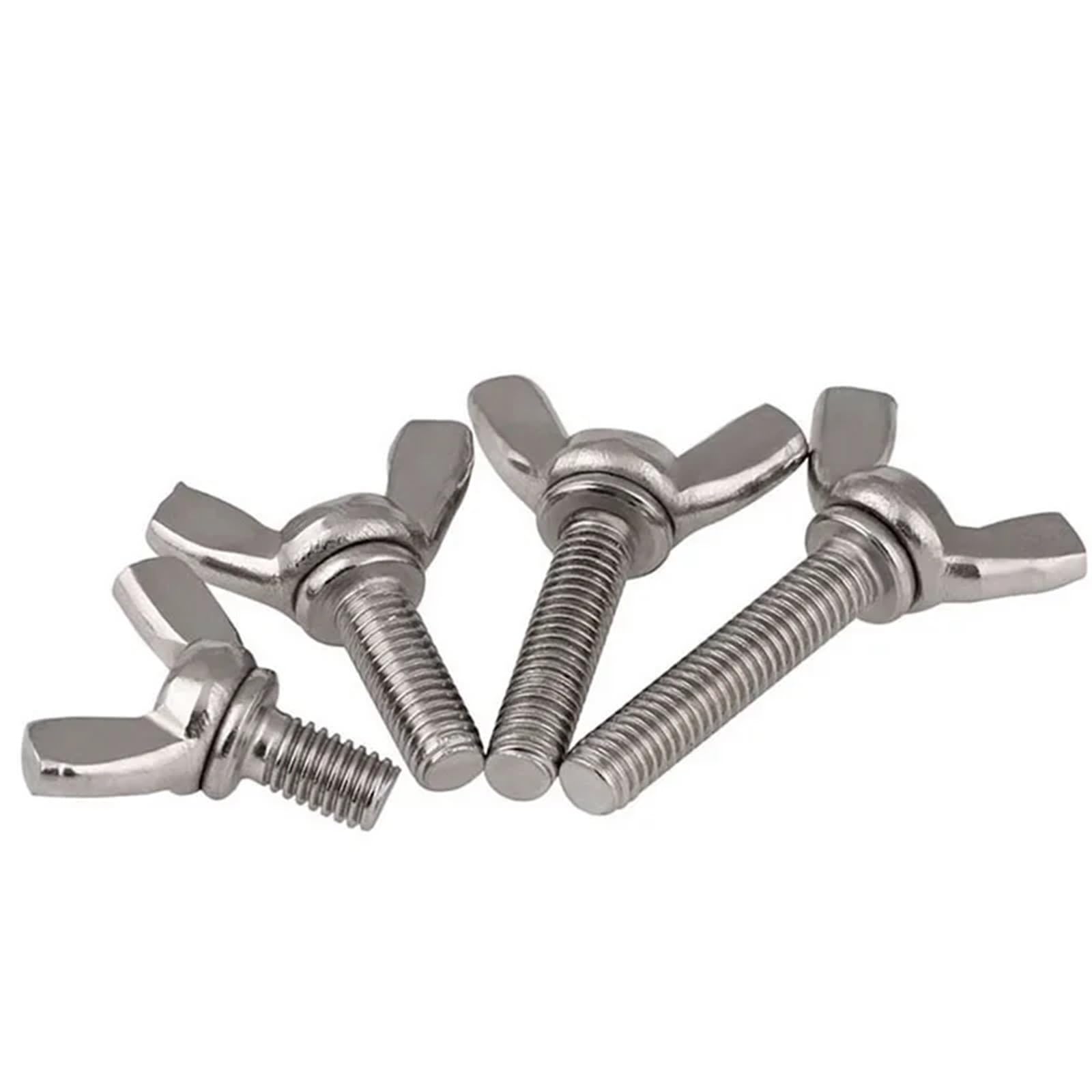 EBZFASO Wing Nuts Assortment Kit, M6 Stainless Steel Wing Nuts Bolts Butterfly Screws Machinery 2-10PC(M6X16mm 10PC)