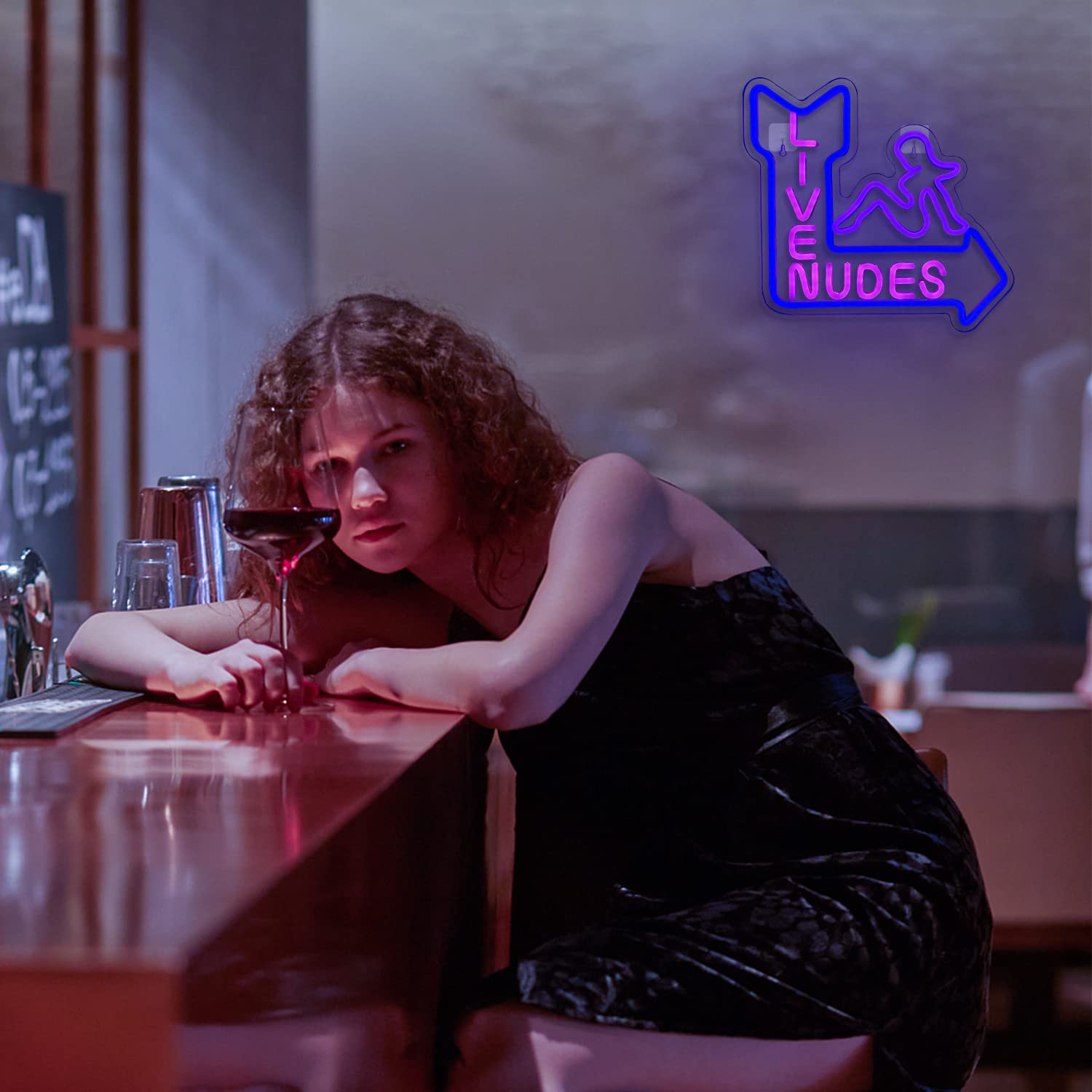 Looklight Lady Neon Sign,Neon Sign for Wall Decor,Lady Back Neon Light Up Sign,LED Sign Blue Neon Sign for Bedroom Man Cave Game Room Home Party Art Decor,Bar,Club: livenudes