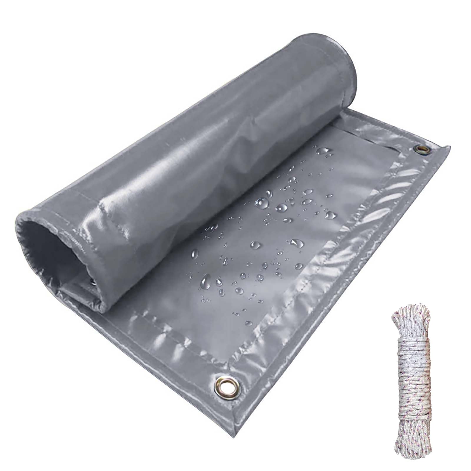 Bâche robuste de 120 x 260 cm grise imperméable avec œillets pour camion et piscine