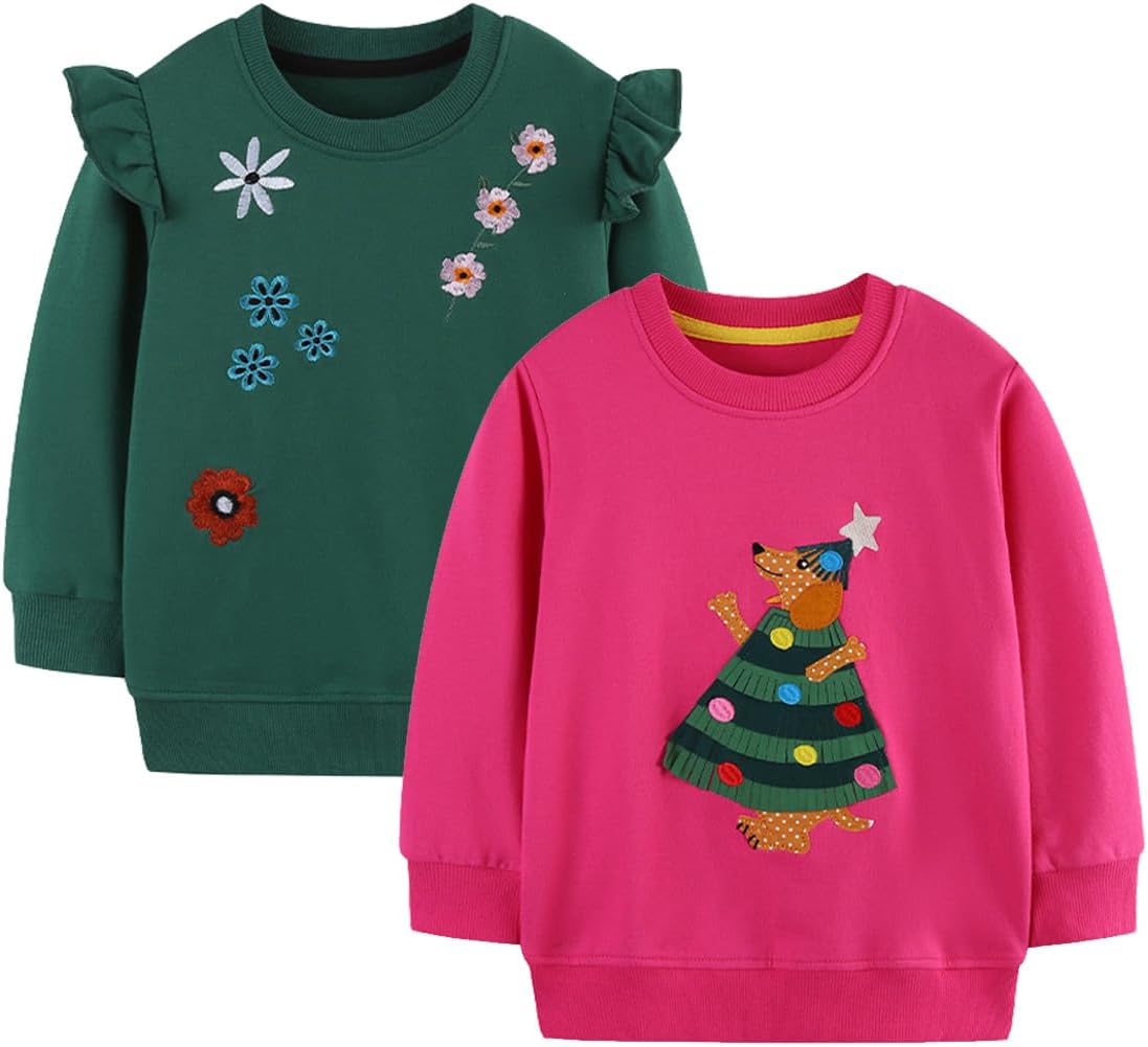 VZF Toddler Girl Sweatshirt Crewneck Long Sleeve Shirt Girls Fall Pullover Tops Clothes