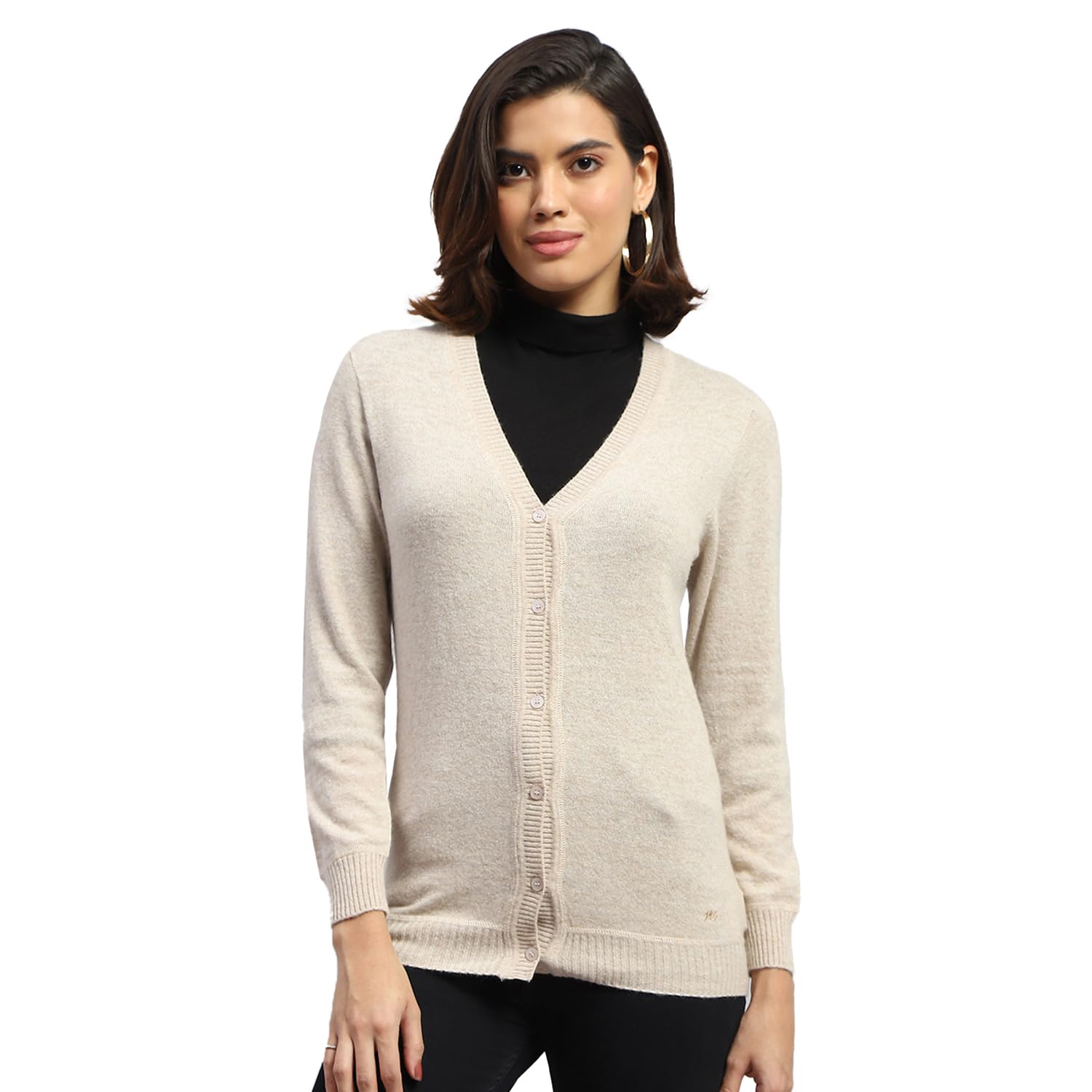 monte carlo Women's Regular Fit Cardigan | Solid Pattern with Button Closure | Full Sleeve V-Neck Cardigan for Women-picture-28