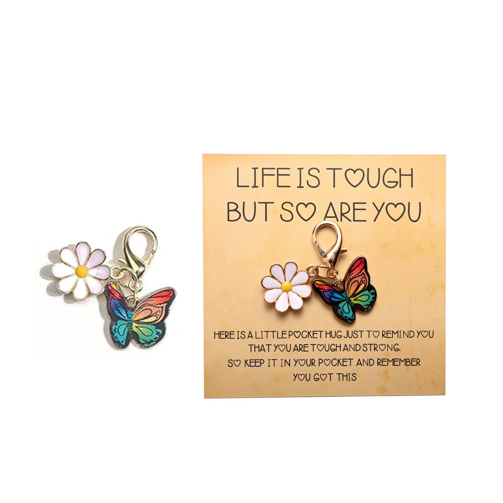 Jrteay Women's Multicolour Colorful Butterfly Keychain For - Enamel Alloy Crochet Stitch Markers Charms With Removable Lobster Clasp For Knitting Weaving Sewing Diy Accessories Gift