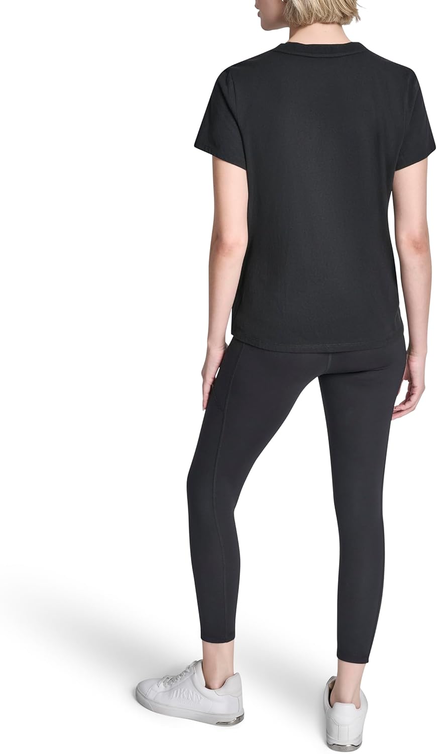 DKNY Womens Short Sleeve Crew Neck Ombre Rhinestone Logo T-Shirt - Image 5