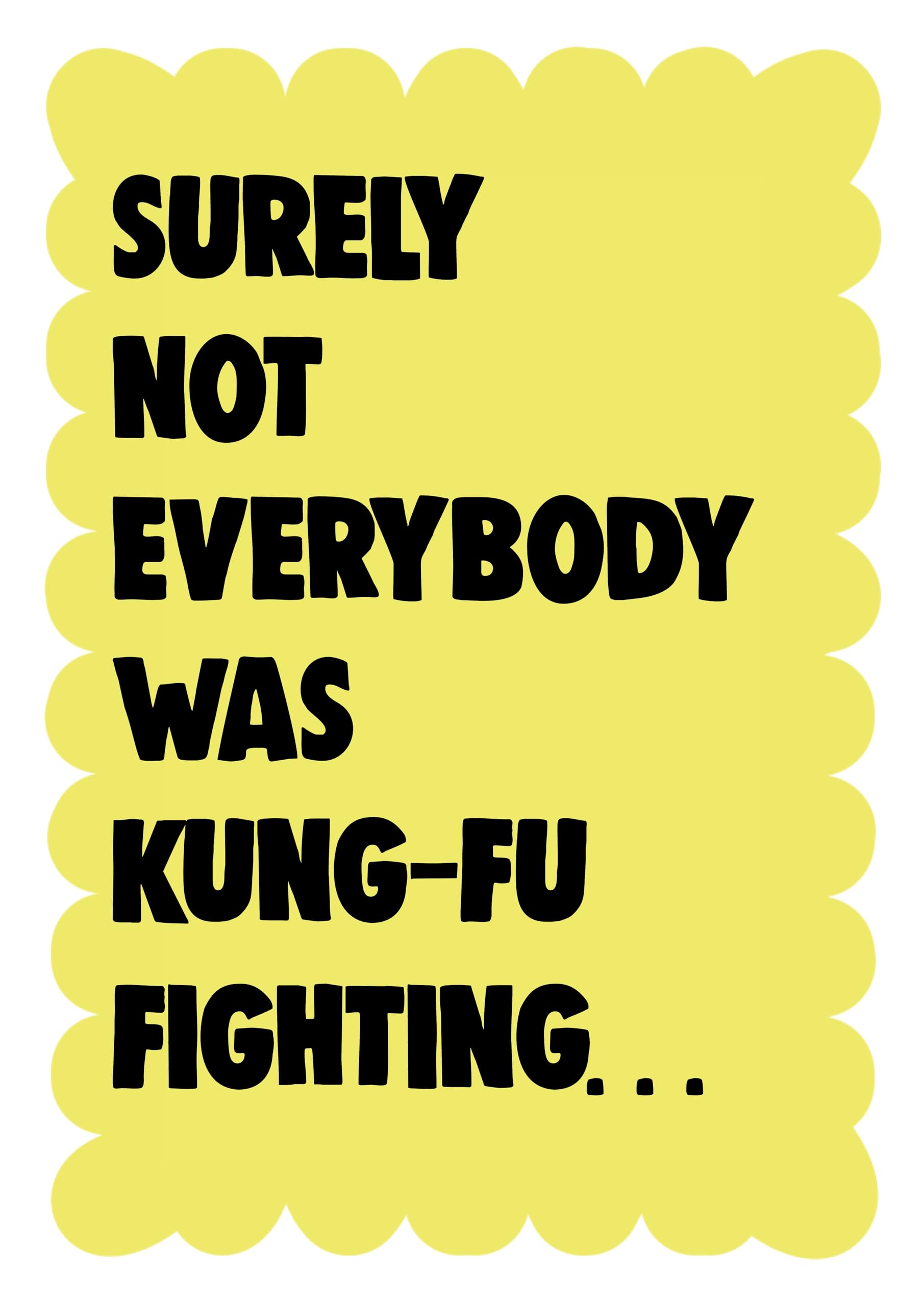 Kung Fu Fighting Print | Retro Lyrics Print | Wall dceor | Lyrics sign