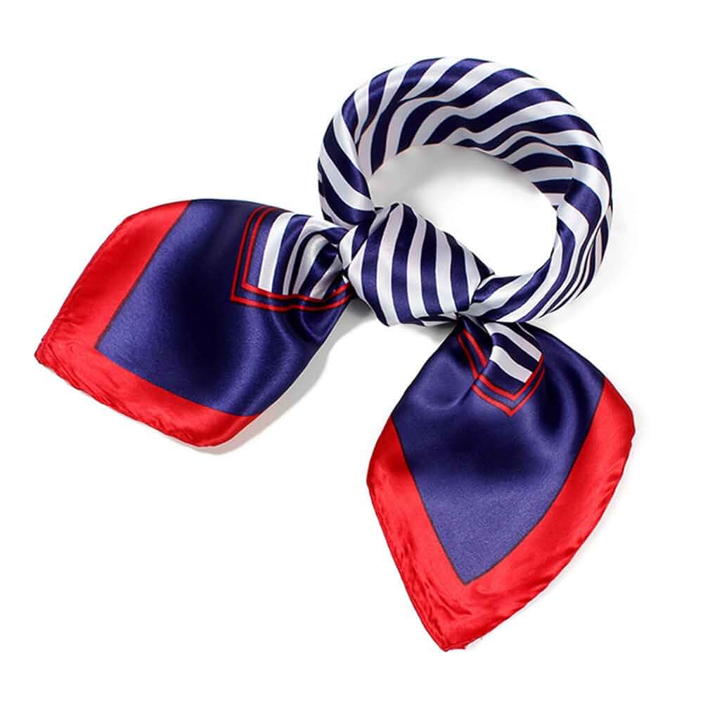 QBSM Womens 23.6 inch Satin Silk Feeling Formal Square Neck Scarf Head Hair Wraps Kerchief Striped