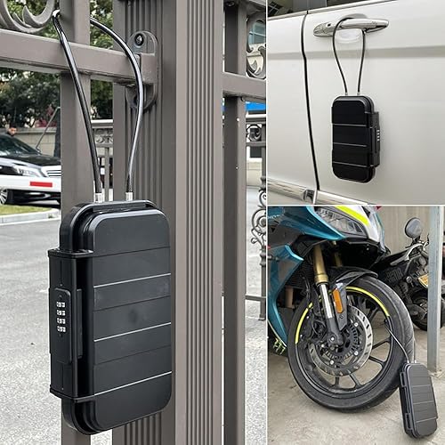 Miniatura 6 de Caja fuerte portátil, caja de seguridad combinada con código, caja de seguridad antirrobo impermeable con cadena extraíble para playa, dormitorio,