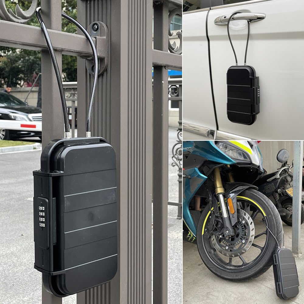 Coffre-fort portable, boîte de sécurité à combinaison avec code, boîte de verrouillage de sécurité antivol étanche avec chaîne amovible pour la plage, le dortoir, le rangement d'articles