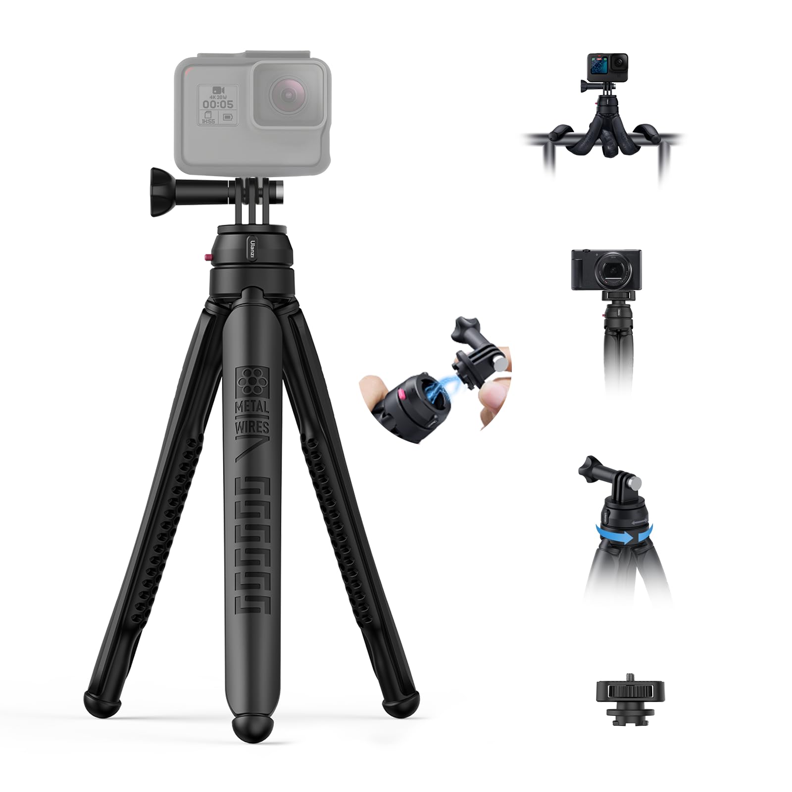 Flexible Tripod for Action Camera DJI insta360 - ULANZI Go Quick II ...