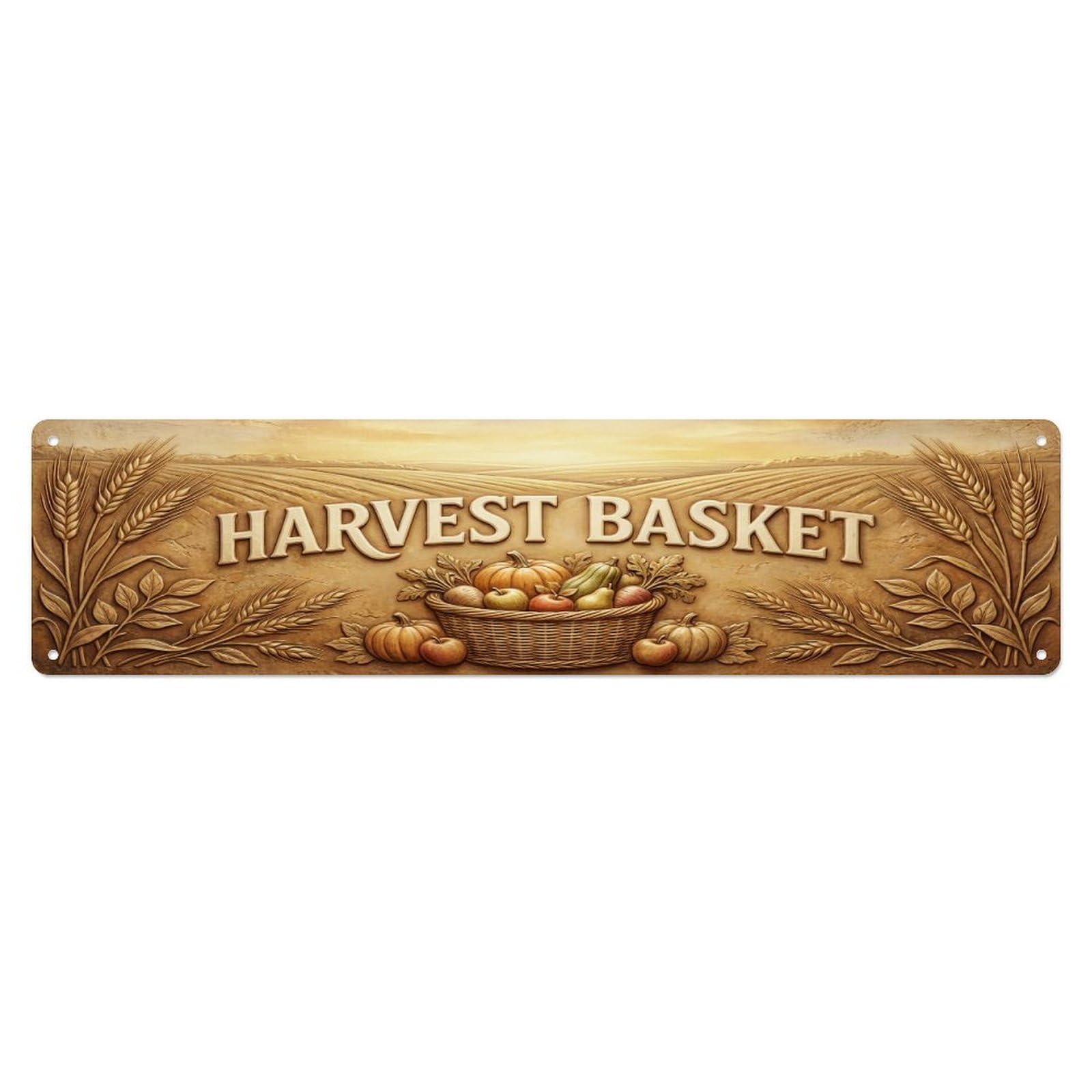 Olhnbad 4X16inch(10X40cm) Vintage Cottagecore Garden Harvest Basket Relief Metal Tin Sign