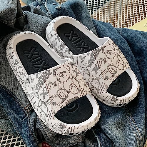 CEINOM Slippers for Women Men Cartoon Bear Pillow Cloud Slides indoor Outdoor Bathroom Shower Open Toe Shoes house Slippers4