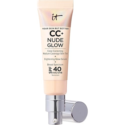 IT Cosmetics CC+ Nude Glow - Medium Coverage Foundation with SPF 40 & Brightening Glow Serum, Lightweight Skin Tint, 2% Niacinamide + Hyaluronic Acid, Up to 24H Hydration, Normal/Dry Skin - 1.08 fl oz