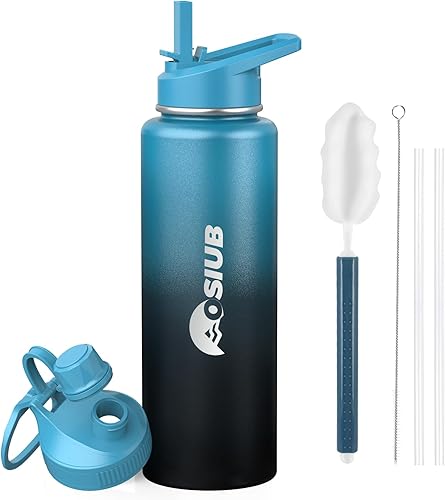 Miniatura 22 de Botella de agua aislada OSIUB 32 oz, de acero inoxidable de triple pared al vacío (fría durante 48 horas), a prueba de fugas y sin BPA, botella de