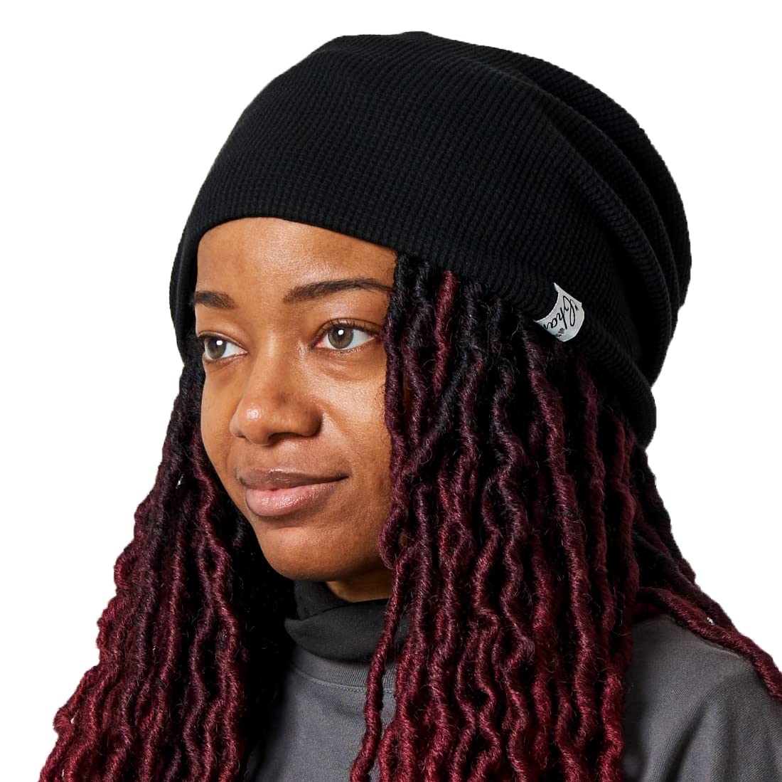 Charm Women's Black Slouch Beanie Hat For Mens And - Baggy Slouchy Cotton Chemo Hat Japanese Korean Fashion Style