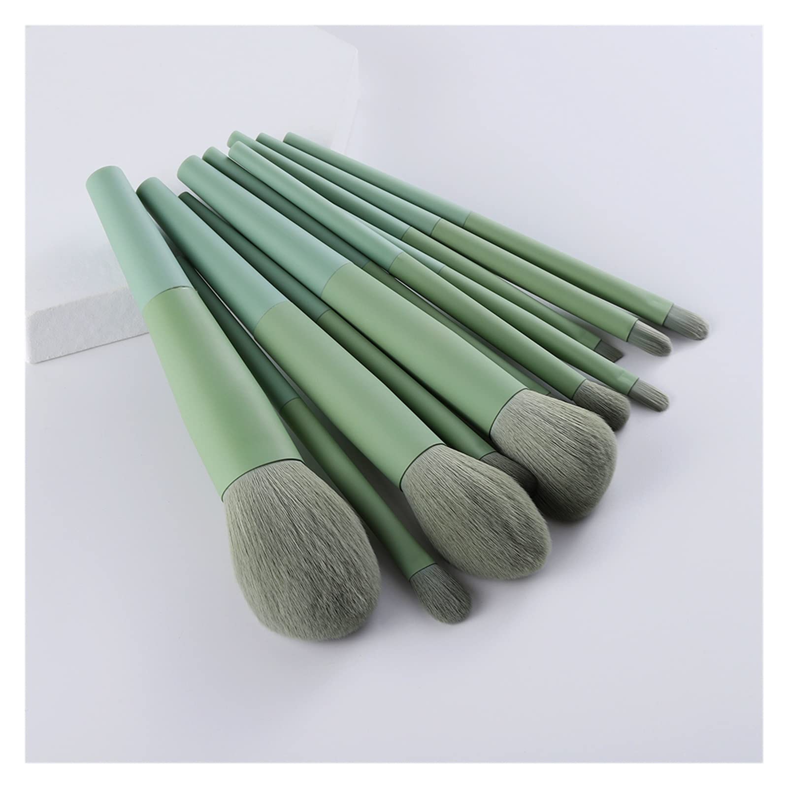 11/8pcs Busine for Trucco Verde Naturale Fondazione Fondazione Polvera Busta for Sopracciglia Set di Utensili estetici Maquillaje Professionale (Handle Color : Green Without Logo)