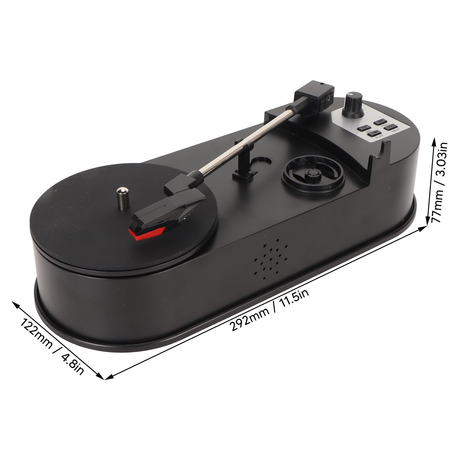 Generic Gramofon Przenośny Konwerter Muzyki Vintage do Użytku w Domu i na Zewnątrz Czarny 11,5 X 4,8 X 3,03 Cala