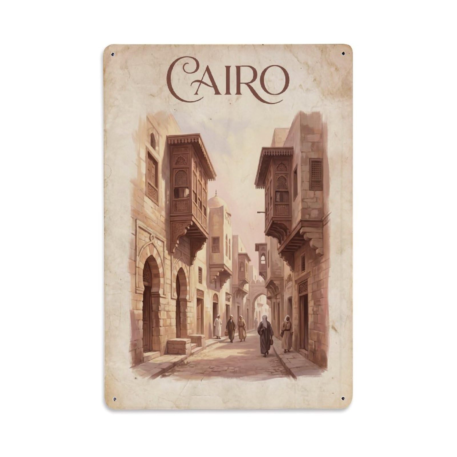 Gead 8X12inch Style Vintage Travel Cairo Alley Metal Tin Sign