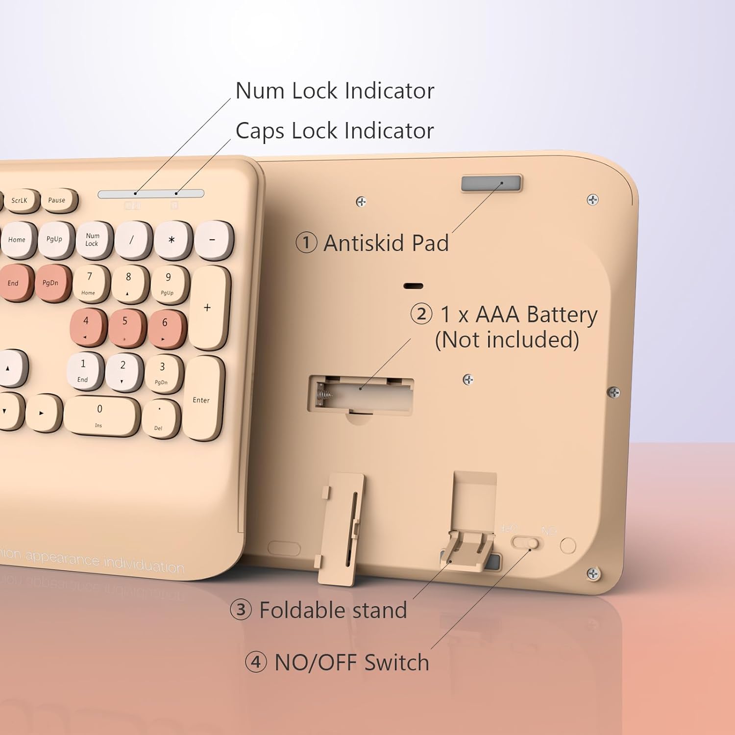 GEEZER Wireless Keyboard and Mouse Combo Milk Tea Color, 106 Keys Less Noise Full-Size 2.4G Ultra-Slim Colorful Keyboards with Palm Rest, One USB Nano Receiver for Windows/Mac/Laptop/PC